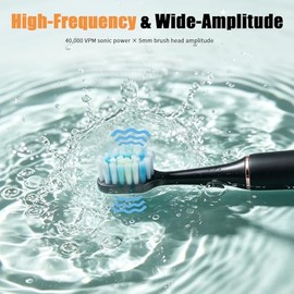 Cepillo de dientes eléctrico para adultos: cepillo de dientes sónico de alta frecuencia y amplia amplitud para blanqueamiento, 3 cabezales, cepillo de