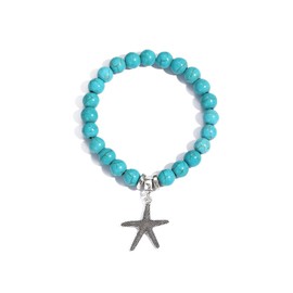 LETAJOY Turquoise Bracelet for Women,Healing Crystal Stone Stretch Round Bead Bracelets for Women Men Jewelry (Big Starfish)