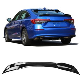 IKON MOTORSPORTS, Trunk Spoiler Compatible with 2022-2025 Honda Civic 11th Gen 4-Door Sedan, SI RS Style Gloss Black ABS Plastic Rear Tail Trunk Wing Spoiler Lip