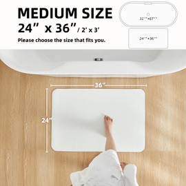 White Bath Mat, Bathroom Rugs Non Slip Washable Thin Absorbent Quick Dry Bath Mat Fits Under Door Bathroom Floor Mat Perfect for Bath, Shower, or Sink 24"x36" White