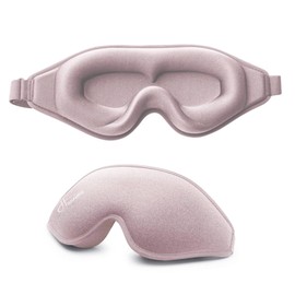 Hunrimu Sleep Eye Mask for Women Men, Soft and Comfortable Night Eye Mask for Sleeping, 3D Blockout Eye Cover for Travel, Blindfold with Adjustable Strap (Pink)