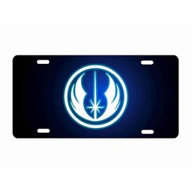 Jedi Order Novelty Front Plate, Blue, Green or Red Symbol, Black Background 12 x 6 inches Decorative Vanity Car tag (Blue)