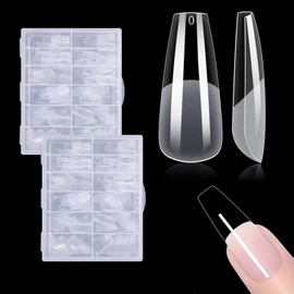 Oruiiju Lang Coffin Nail Tips, Nail Tips for Gel Nails, Ballerina Nail Tips, Full Cover False Nail Tips, for Nail Salons and DIY Nail Art (240 Pieces, 12 Sizes)