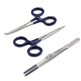 OdontoMed2011 2 Locking Pliers and 1 Locking Pliers (Set of 3) - Perfect for Modelers and Detail Work - Stainless Steel Pvc Grip