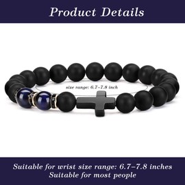 Christian Gifts for Women Men,Christmas Religious Cross Bracelet,8mm Religious Christian Bracelet Easter Baptism Religious Jewelry(Lapis lazuli)