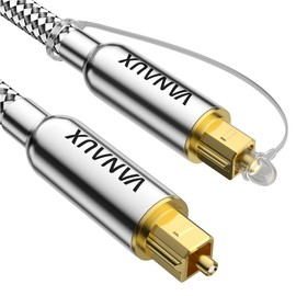 VANAUX Digital Optical Audio Cable 10FT(24K Gold Plated Connectors, Aluminum Alloy Shell,Braided Jacket) S/PDIF Toslink Cable Fiber Optic Cable for Home Theater, Soundbars, Gaming Consoles