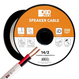 OSD 14/2 Speaker Wire 14 AWG/Gauge 2 Conductor 250FT UL List in Wall Direct Burial Graded CL2/CL3 Oxygen Free Copper OFC - White