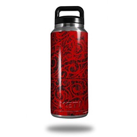 WraptorSkinz Skin Decal Wrap for Yeti Rambler Bottle 36oz Folder Doodles Red (YETI NOT INCLUDED)