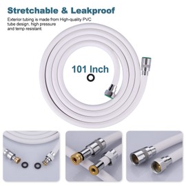 Aleasha Shower Hose, 101 Inches Extra Long Shower Head Hose Extension for Bathing Toilet Cleaning Dogs Bathroom Bathing White Handheld Shower