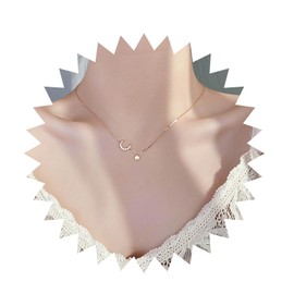 Cimenexe Bohemian Crystal Crescent Choker Necklace Gold Star Pendant Necklace Cz Paved Crescent Moon Collar Necklace Minimalist Moon Star Necklace Jewelry for Women and Girls Gifts