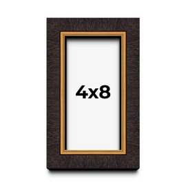 4x8 Inch Shadow Box Walnut Brown & Gold Trim Display Frame | 1 Inch Deep | 1.25 Inch Moulding Width | Includes Shatter Resistant Acrylic Plexiglass, Foamboard Backing, and Hanging Hardware