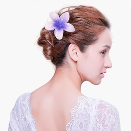 Hawaiian Claw Clips for Thick Hair, Pack of 6 Flower Hair Clips, Large Plumeria Clips, Hair Accessories for Women (Colour 1)