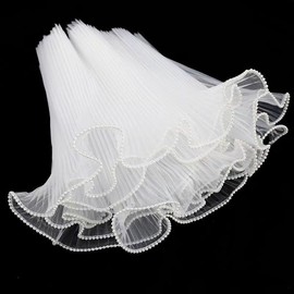 Fokroin 4M Bouquet Paper, Flower Paper, Flower Wrapping Mesh Yarn, Bouquets Packaging Pearl, Flower Paper with Pearl Edge, for Wedding, Valentine's Day, Birthday, Florist Supplies (White)