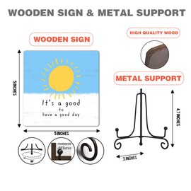 It's a Good Day Funny Positive Quotes Valentine Gifts, Wooden Plaques Decor for Office Farmhouse Living Room Shelf Desk, Lover Girls Women Man Thoughtful Romance Wooden Sign Gift, 5 X 5 Inches-D30