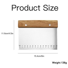 Stainless Steel Pastry Scraper - Dough Bench Scraper Bread Cutter Chopper with Non-Slip Wooden Handle and Measuring Scales for Kitchen,Pastry Scraper, Pastry Cutter, Dough Scraper