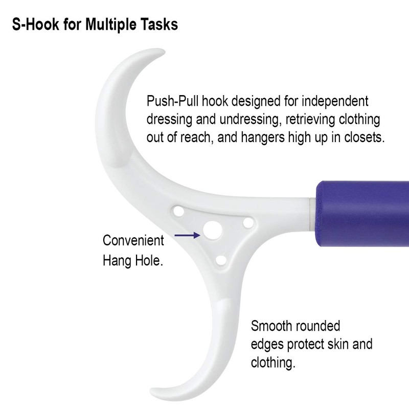 4-in-1 Dressing Stick- 24" Dressing Pal. Long Handled Shoe Horn,