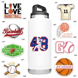 SUSIHI 155Pcs Sports Stickers for Kids Baseball Stickers for Water Bottles Basketball Stickers for Laptop Football Helmet Stickers Waterproof Vinyl Sports Stickers for Scrapbooking