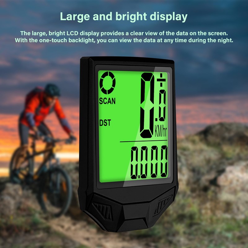 Bike Computer Wireless 20 Functions IP66 Waterproof Bike Speedometer Cycle