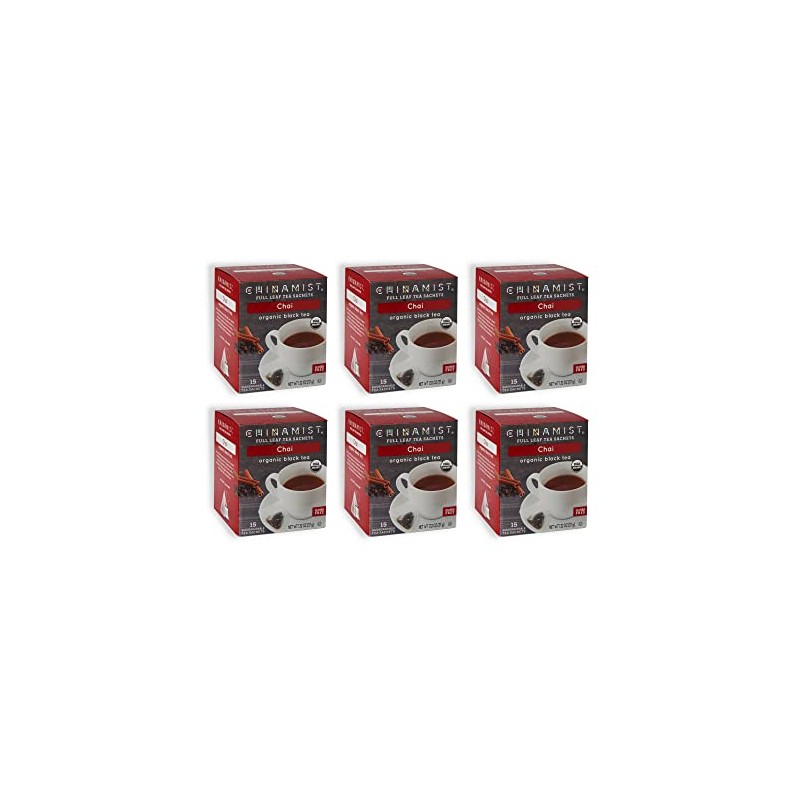 China Mist Full Tea Satchets, Chai, Organic Black Tea (6