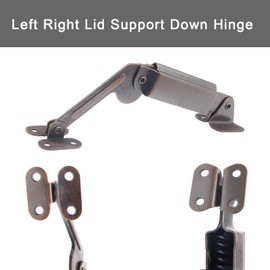 Aracombie Spring Lid Support Hinge, 2Pcs Left Right Lid Support Hardware Hinge for Box, Cabinet, Toybox (Silver)