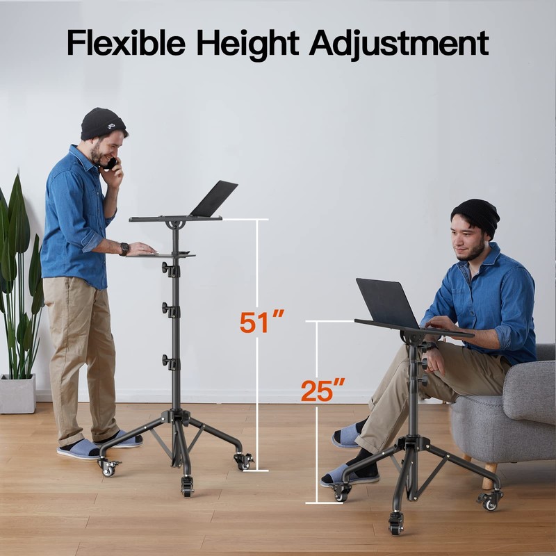 Amada Projector Stand with Wheels, Height Adjustable Rolling Stand with