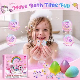 Bofuoos Unicorn Bath Bombs with Surprise Toys Inside, 9 Packs Bubble Bath Bomb for Kids Girls, Christmas Birthday Gifts for Girls, Stocking Stuffers for Kids (36+ Months)
