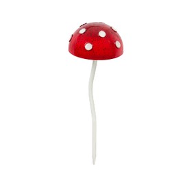 Evergreen Garden 12.5" H Glow in The Dark Mushroom Ground Stake | Red | Perfect for Gardens Patio Deck Porch Balcony Planters and Home Decor | Outdoor Safe