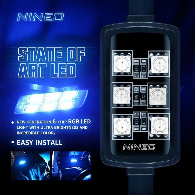 NINEO 8PCS Motorcycle RGB Led Light Kit, Multi-Color Atmosphere Underglow