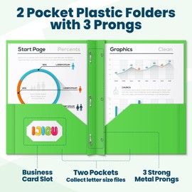 IJIGU 48 Packs 2 Pocket Folders with 3 Prongs Fastener Clasps, Bulk Heavy Duty Plastic Folders, Multicolor Files Folders in 6 Colors for School and Office