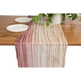 Elegant Boho Cheesecloth Table Runners, Perfect for Weddings Bridal Baby Shower Birthday Special Events and Celebrations - 120 Inches Long and 28 Inches Wide Cheese Cloth Table Runner