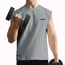 maytopia Men's Sleeveless Shirt Quick Dry Workout Shirt Gym Muscle Athletic Beach Tank Top (X-Large, Grey)