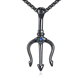 URONE Poseidon Trident Necklace Sterling Silver Poseidon Pendant Ancient Greek Amulet Jewelry Gifts for Men Sailor