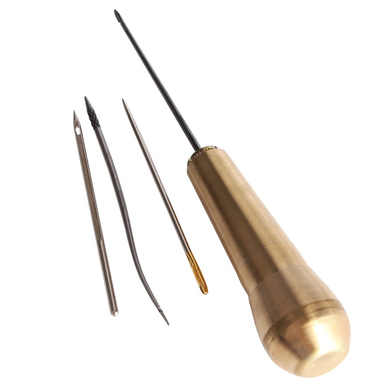 Copper Handle 4 Needles Sewing Awl Hand Stitcher Shoe Repair