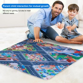Zzkyiope Kids Rugs Play Room Rrug, Kids Floor Mats Playmat City Life Extra Large Learn Have Fun Safe, Children's Educational, Multi Color Activity Centerpiece Play Mat