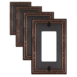 ZILLSEA 4-Pack Aged Bronze Outlet Cover Plates, Metal Decorator Wall Plates for Receptacles, Dimmer Switches, GFCI Outlets, Decorative Pearl Design, 1 Gang, 3.15''*4.88'', Midsize