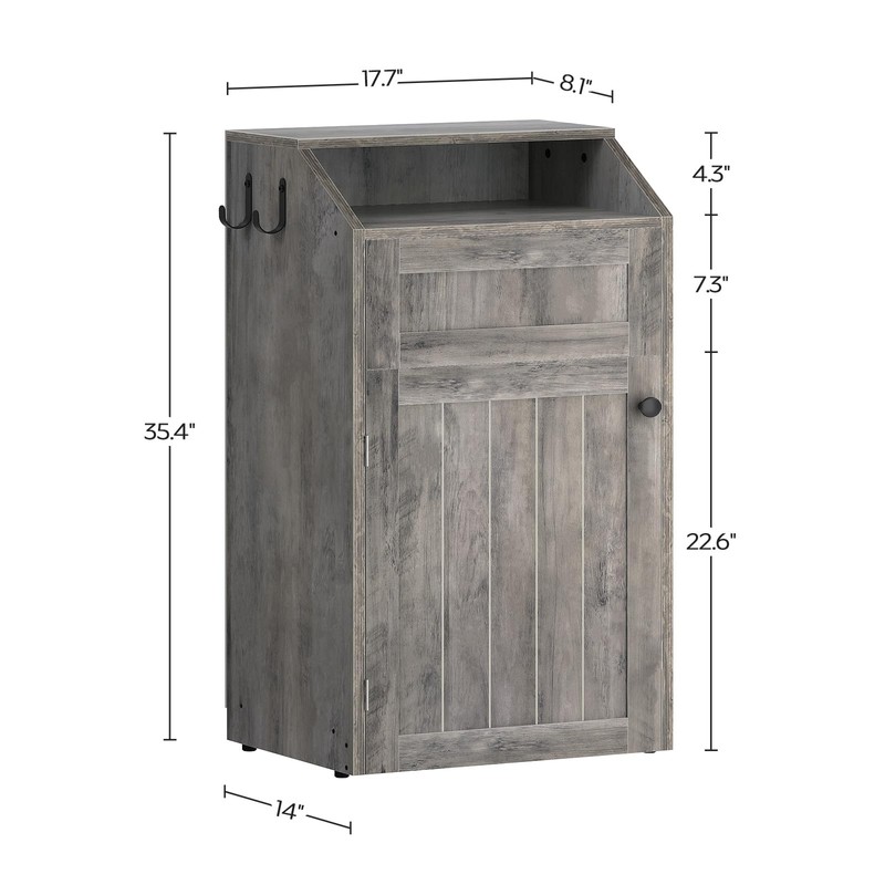 YATINEY Trash Cabinet, Freestanding Trash Can Cabinet, Wooden Recycling with