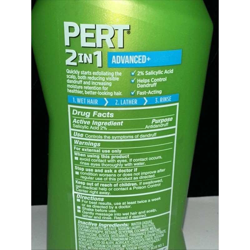 Pert 2 PACK Pert ADVANCED 33.8oz Anti-Dandruff Relief 2-in-1 Shampoo