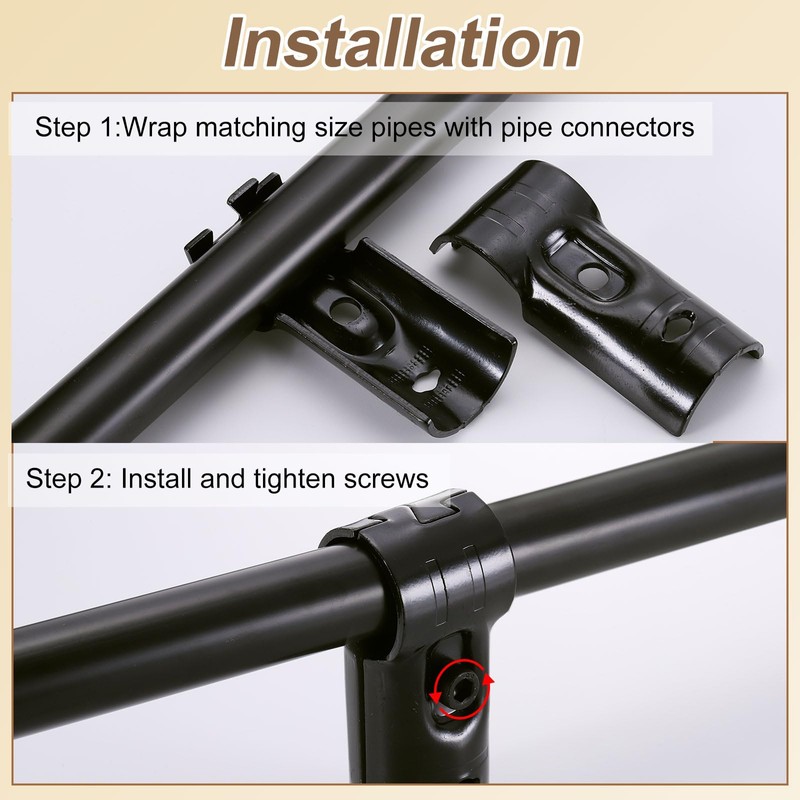 uxcell 4 Pcs End Rail Clamps, 1-1/8" T-shape Pipe Clamp