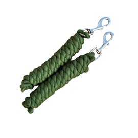 Cotton Lead Rope for Horse, 2 Metres, Replaceable Robust Trigger Clip, Pack of 2 (Green)