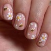 Bee Daisy Press on Nails Short Square - Soft Nude