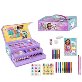 Gabby's Dollhouse Painting Case - Includes Marker Pens, Watercolours and Colouring Pencils - Painting Box with Colouring Book - Original Product Designed in Spain, beige