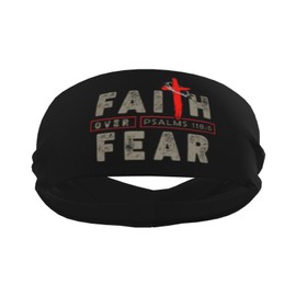 Generic Jesus Christ Christian Faith Over Fear Sports Headbands for Men Women, Moisture Wicking Workout Headband, Sweatband for Running,Cycling,Football,Yoga, Black