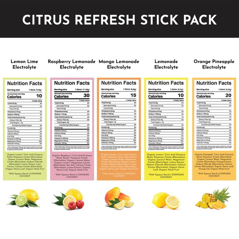 Just Ingredients Electrolyte Powder Citrus Refresh Sample Pack, 5 Single
