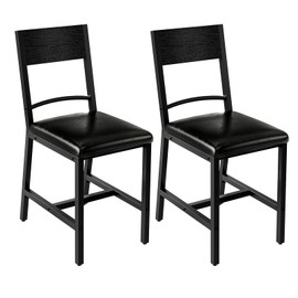 HOOBRO Kitchen Chairs Set of 2, Upholstered Dining Chairs, Dining Room Chairs with PU Cushion Seat, Black Kitchen Chairs with Backrest and Adjustable Feet, for Dining Room, Kitchen, Black BB36CD01