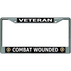Purple Heart Combat Wounded Veteran Chrome License Plate Frame