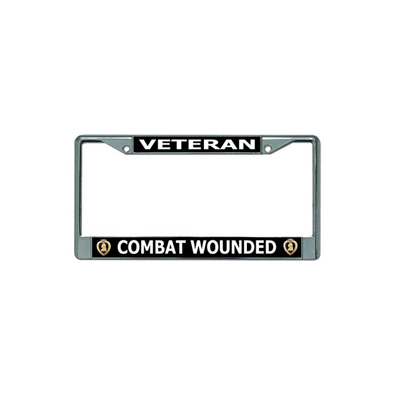 Purple Heart Combat Wounded Veteran Chrome License Plate Frame