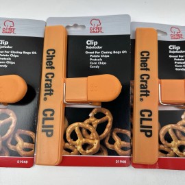 Chef Craft (3) Large Bag Clip Orange Chef Craft 6"  #21292   1 Clip NEW