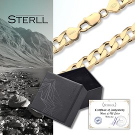 STERLL Men's Necklace Silver Gold-Plated Without Pendant Eco Packaging Men's Gifts, Sterling Silver, No Gemstone