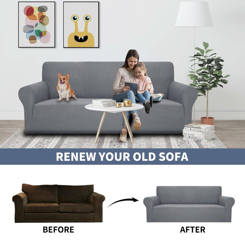JIVINER High Stretch Couch Covers for 3 Cushion Couch 1-Piece