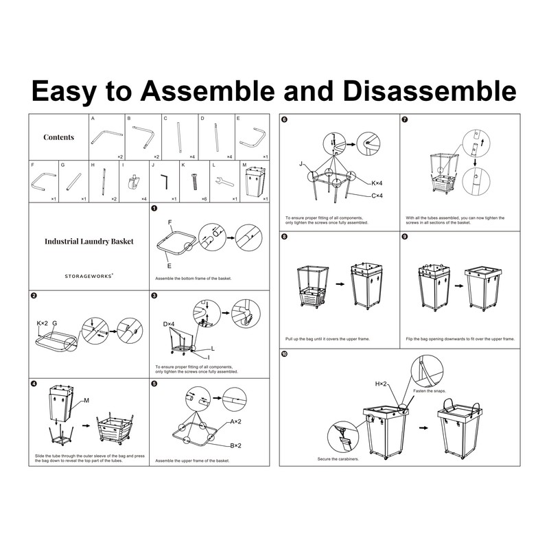 StorageWorks 160L Laundry Basket with Wheels, Large Rolling Hampers for